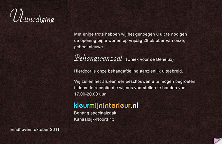 uitnodiging behangtoonzaal