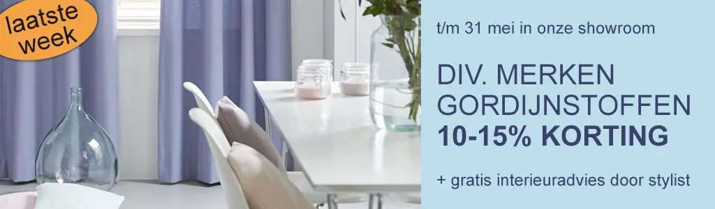 Gordijnen 10 tot 20% korting