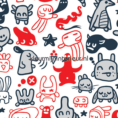 Doodles red papel de parede 42036 Little Ones Noordwand