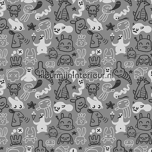 Doodles grey fotobehang 42037 Little Ones Noordwand