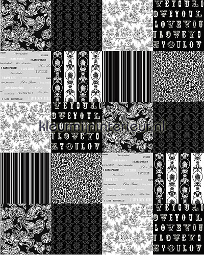 patchwork black behang 156809 Love Esta home