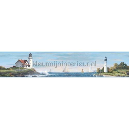 Sailing lighthouse border tapet 343012 navy Eijffinger