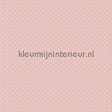 Dots II roze met witte stip carta da parati Dutch Wallcoverings tinta unita 