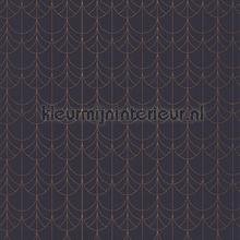 Belle epoque filament blue-cuivre wallcovering Casadeco Vintage- Old wallpaper 