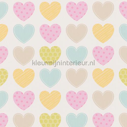 Pastel harten wallcovering 935662 Boys and Girls 5 AS Creation