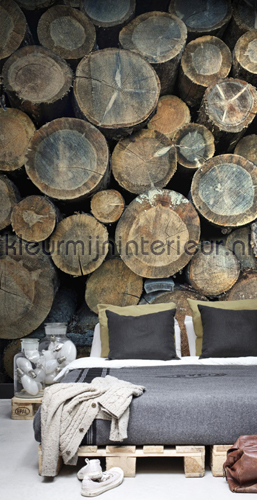 Mural wood logs fotobehang 158206 Brooklyn Bridge Esta home