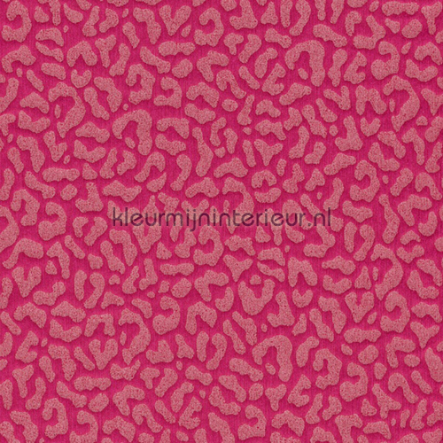 Panterprint op textiel fuchsia roze papier peint 077383 Cassata Rasch