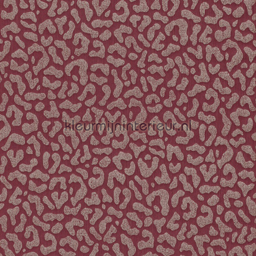 Panterprint op textiel donker rood behaang 077475 Cassata Rasch