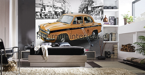 Delhi - black & white  fotobehang CL61B Auto - Transport Dutch Wallcoverings