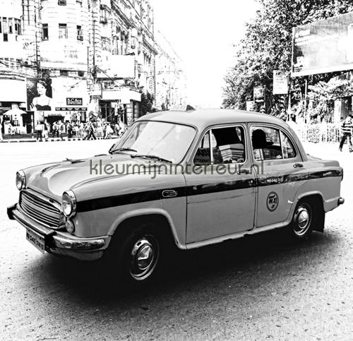 Delhi - black & white  fotobehang CL61B Auto - Transport Dutch Wallcoverings