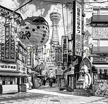 Yokohama - black & white fotobehang Dutch Wallcoverings City Love CL89B