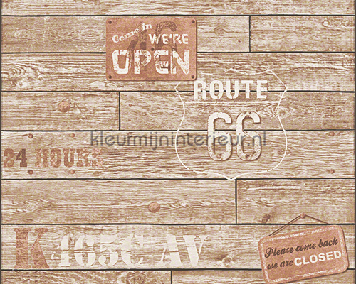 Route 66 wood papel de parede 943022 madeira AS Creation