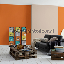 Uni oranje stevig glad vlies behang tapet Die Glatte Wand AS Creation