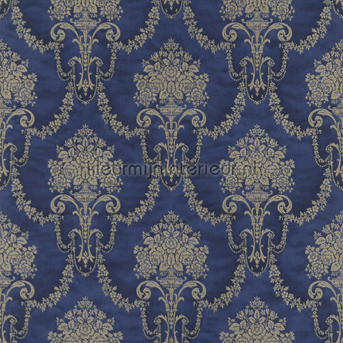 Floral bouquet damask royal blue papel pintado 514964 barroco Rasch