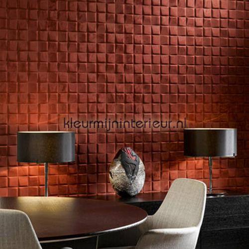 Select 3D blok suedelook rood-bruin tapet 30522 Enigma Arte