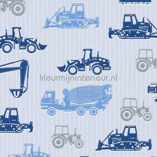 Bouwmachines blauw grijs tapet 357064 salg AS Creation