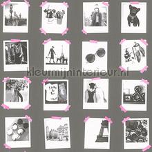 Polaroid foto donkergrijs wallcovering Esta home Vintage- Old wallpaper 