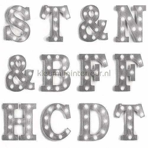 Houten licht letters zwart wit papier peint 142-138-849 Fab Esta home