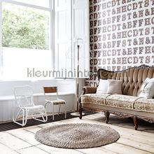 Houten licht letters lichtbeige behang Esta home tieners 