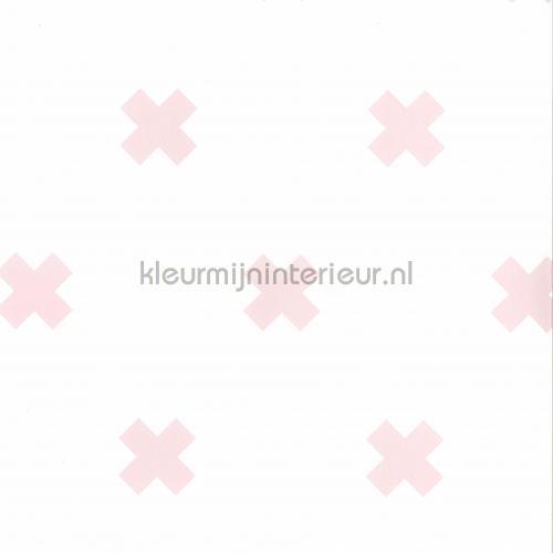 Kruisjes wit roze papel pintado 67104-3 Fabulous World Noordwand