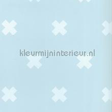 Kruisjes blauw behang Noordwand Fabulous World 67104-4