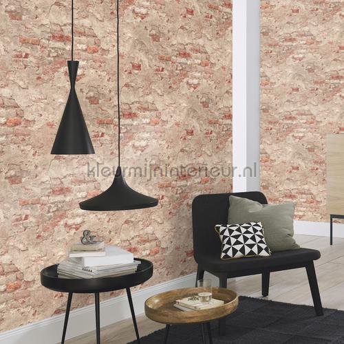 Bakstenen met oude stuclaag wallcovering 939323 sale wallcovering Rasch