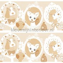 Hondjes en poezen rand beige behang 303280 Baby - Peuter Rasch