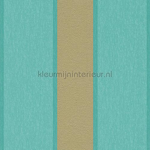 Royal fleece streep goud turquoise papel pintado 96186-8 oferta AS Creation