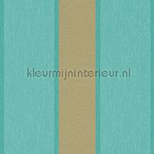 Royal fleece streep goud turquoise behang AS Creation behang 