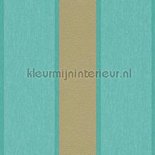 Royal fleece streep goud turquoise papel pintado 96186-8 oferta AS Creation