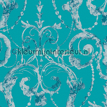 Guirlandes turquoise-zilver papel de parede 95691-5 Collected AS Creation