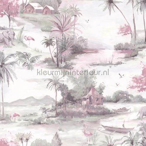 horizon Dusky pink Grey wallcovering 90310 Exotic Dutch First Class