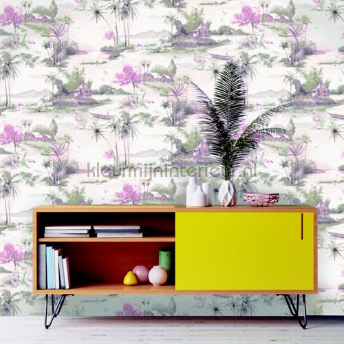 horizon Dusky pink Grey wallcovering 90310 Exotic Dutch First Class