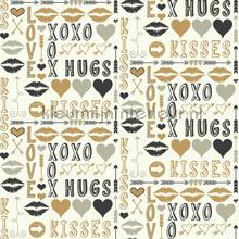 Hugs and kisses goud papier peint 351754 Hits 4 Kids Eijffinger