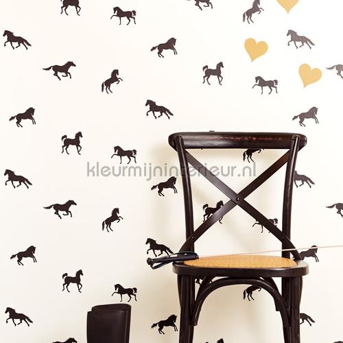 In galop zwart wallcovering 351755 horses Eijffinger