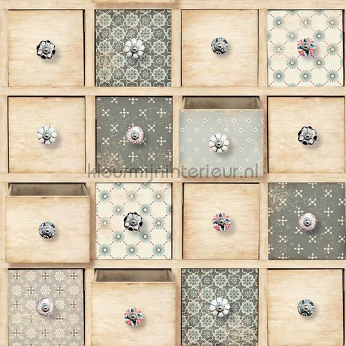 Patchwork ladekastje tapet l326-07 salg Dutch Wallcoverings