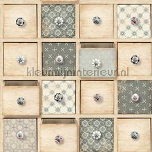 Patchwork ladekastje behang Dutch Wallcoverings behang 
