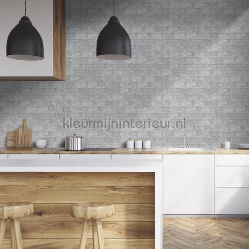 Grijze tegels behang L33219 Keuken Dutch Wallcoverings