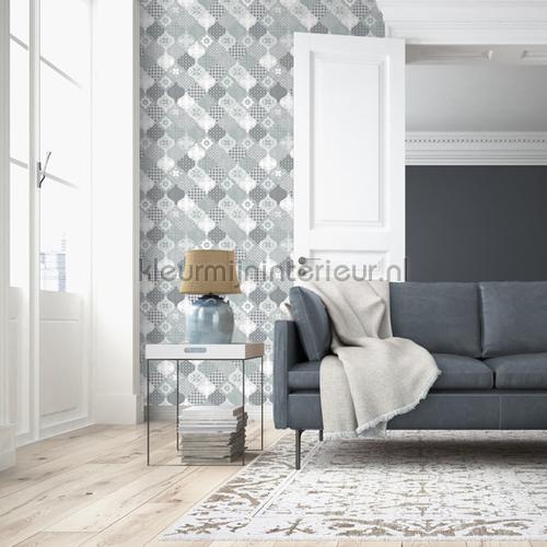 Patchwork golftegels behang L40401 aanbieding behang Dutch Wallcoverings