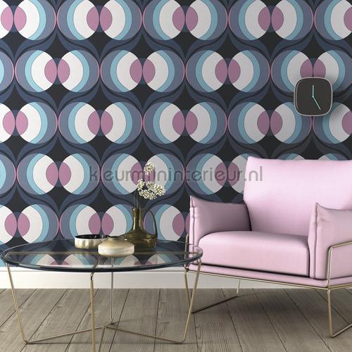 Retro cirkel wave patroon wallcovering 804737 Hotspot Rasch