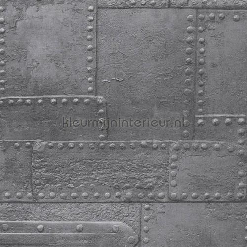 Metaal platen collage tapet 36494-1  industriel AS Creation