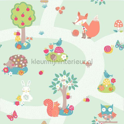 Forest friends - mint papier peint Imagine Fun Arthouse