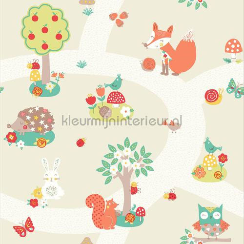 Forest friends - beige papier peint Imagine Fun Arthouse