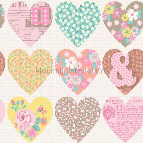 Patchwork hearts - cream carta da parati Imagine Fun Arthouse