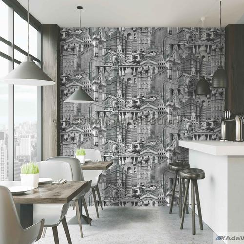 City architecture motif XL rol papel pintado 4705-2 Indigo AdaWall