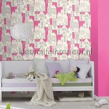 Huizen roze achtergrond behang 503463 Kids and Teens II Rasch