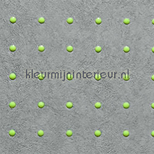 Dots licht groen op grijs tapet Arte uni farver 
