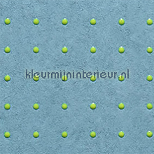 Dots groen op blauw papel pintado Arte Le Corbusier 31013