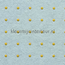 Dots oker geel op licht blauw tapet Arte uni farver 