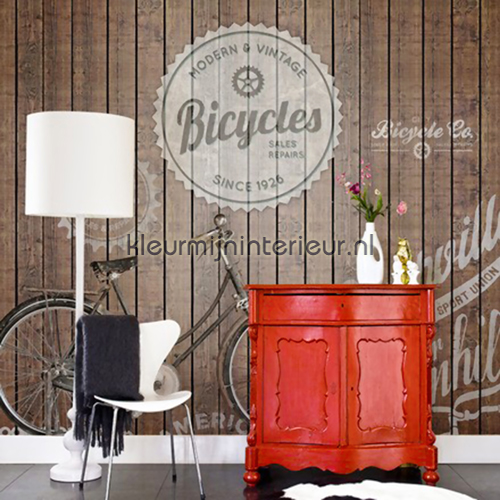 Bicycle Stamps papel de parede 30512 madeira BN Wallcoverings